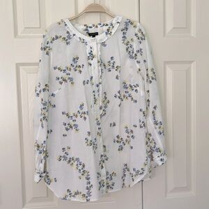 Talbots floral large button up blouse, cotton